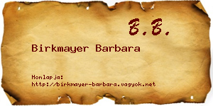 Birkmayer Barbara névjegykártya